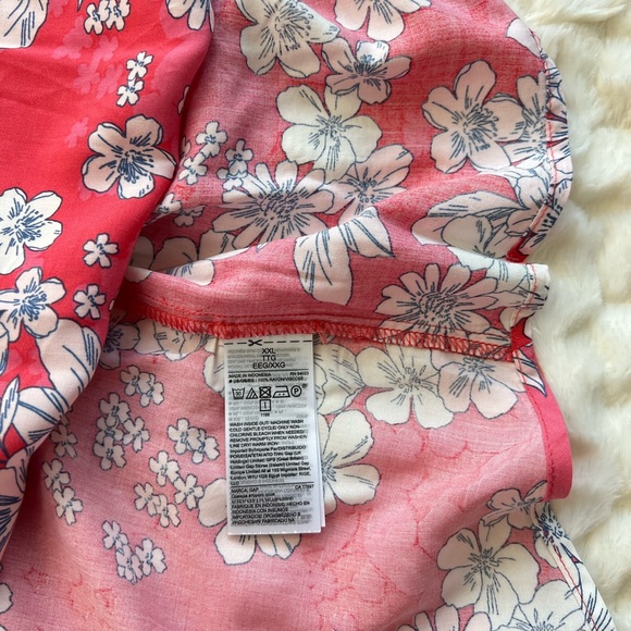 GAP Women’s Tie Waist Dress In Rayon Coral Floral Print XXL - Picture 8 of 12